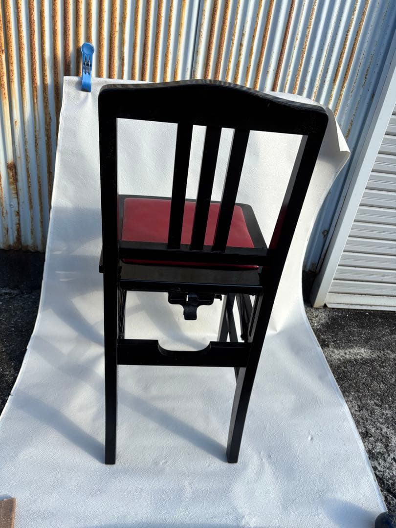 背もたれ付ピアノ椅子　足部フェルト付き　座面新品比較的きれい