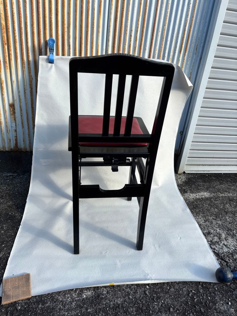 背もたれ付ピアノ椅子　足部フェルト付き　座面新品比較的きれい