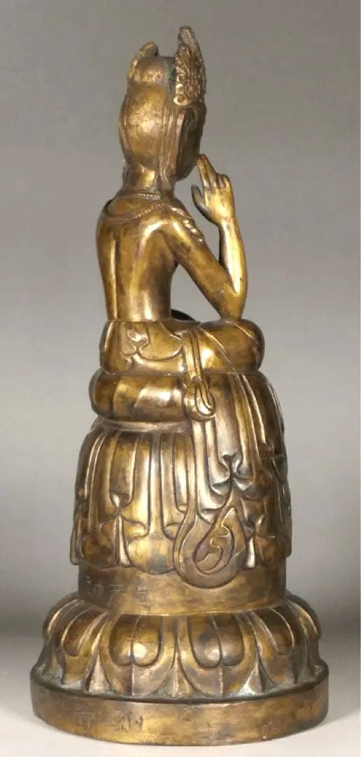 【 金銅弥勒菩薩半跏思惟像 白鳳時代 】 小金銅仏 銅造鍍金仏 骨董 仏像