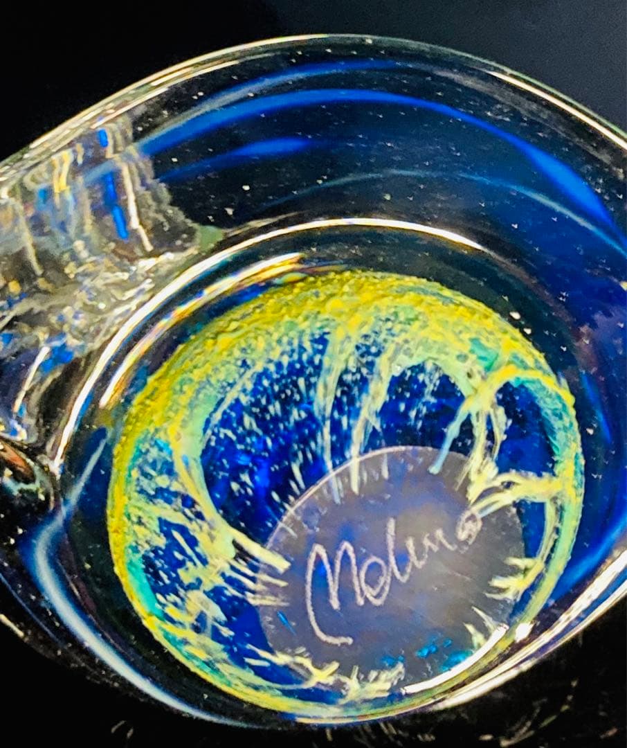 ガラス　小物入れ　サインあり　宇宙　アース　地中海　海底　惑星　地球　神秘