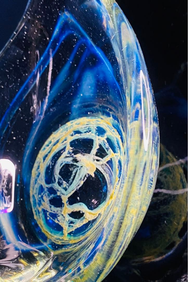 ガラス　小物入れ　サインあり　宇宙　アース　地中海　海底　惑星　地球　神秘