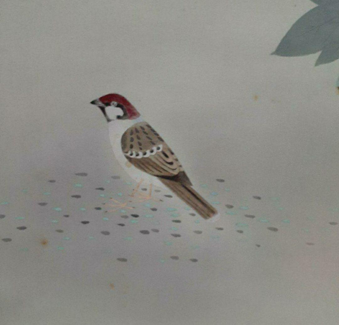 掛け軸/すずめ？/牡丹？