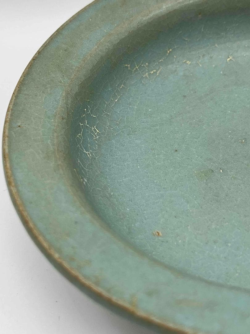 宋時代　青磁　汝官窯碗 三支釘燒盤 郊壇官窯皿 水差し 唐物(B-86)