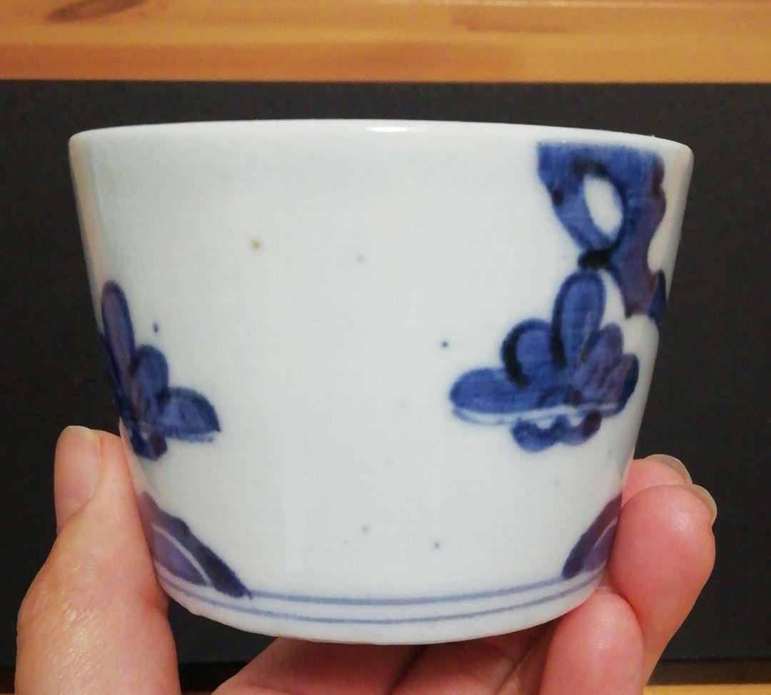古伊万里　染付　蕎麦猪口　花図　4客　食器