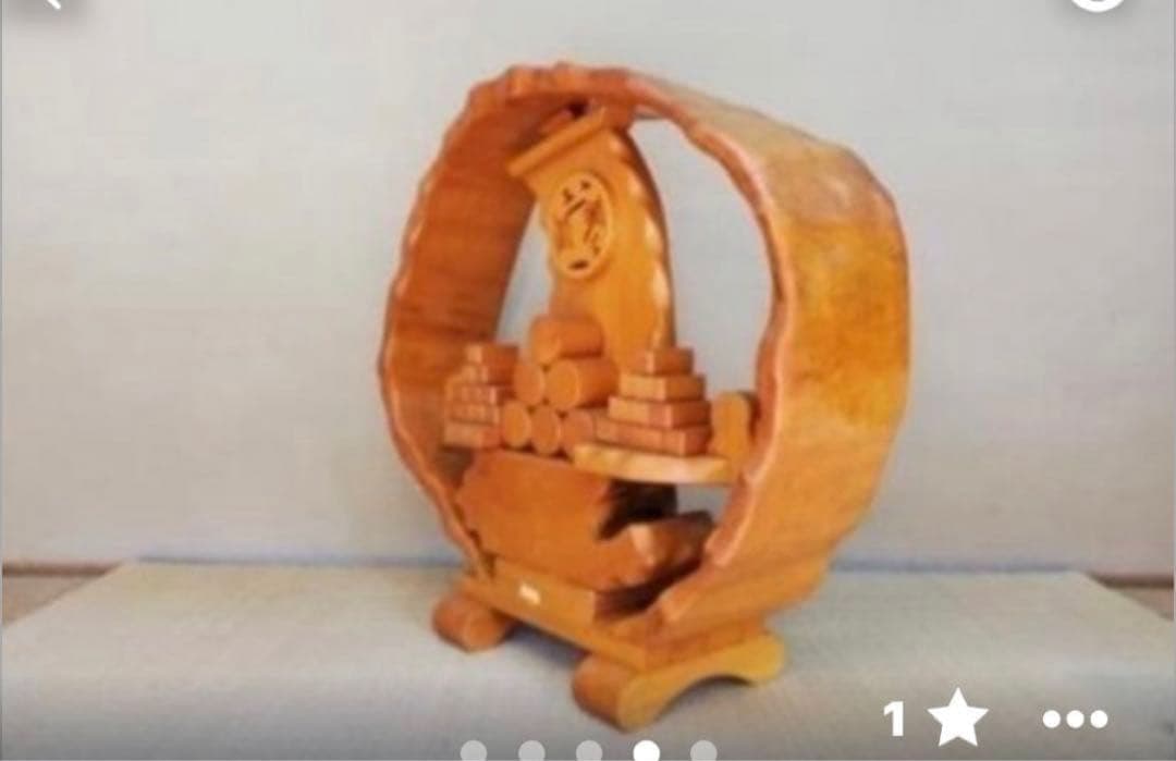 木製船の彫刻 アートオブジェ　宝船 高さ85センチ