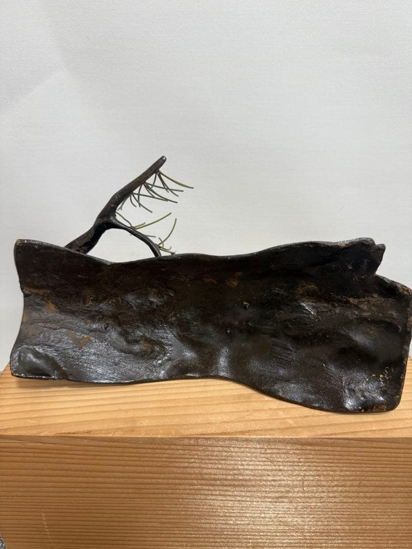 日本茶器 日本古铜精工松鹤纹铸物 日本古铜工艺，精铸松针纹，仙鹤一对，