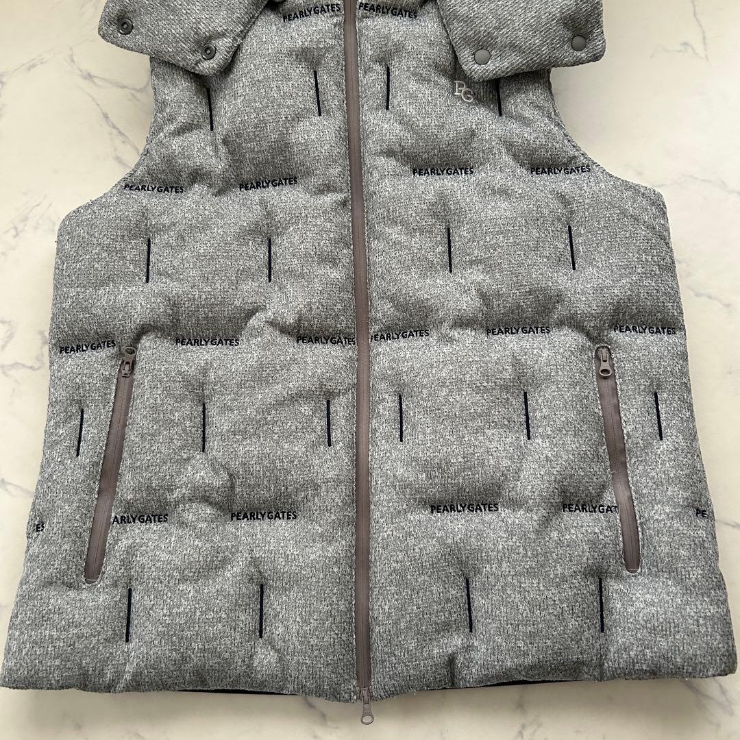 パーリーゲイツ 2023年モデル ダウンベスト 総柄 フード ロゴ サイズ5