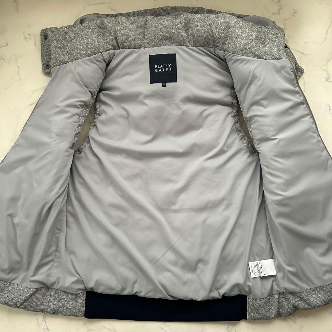 パーリーゲイツ 2023年モデル ダウンベスト 総柄 フード ロゴ サイズ5