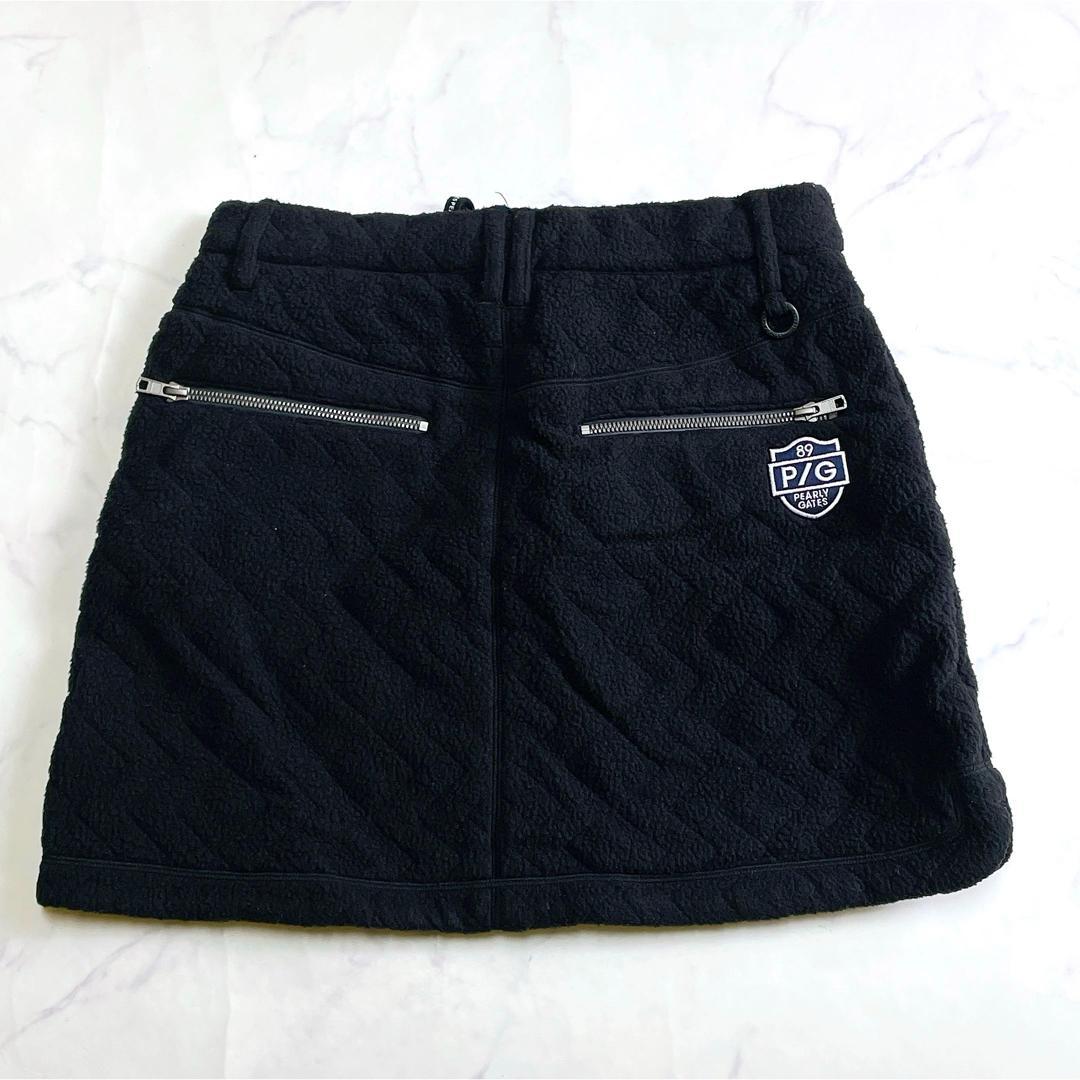 極美品 パーリーゲイツ 中綿キルティングスカート ボア フリース ゴルフ 0