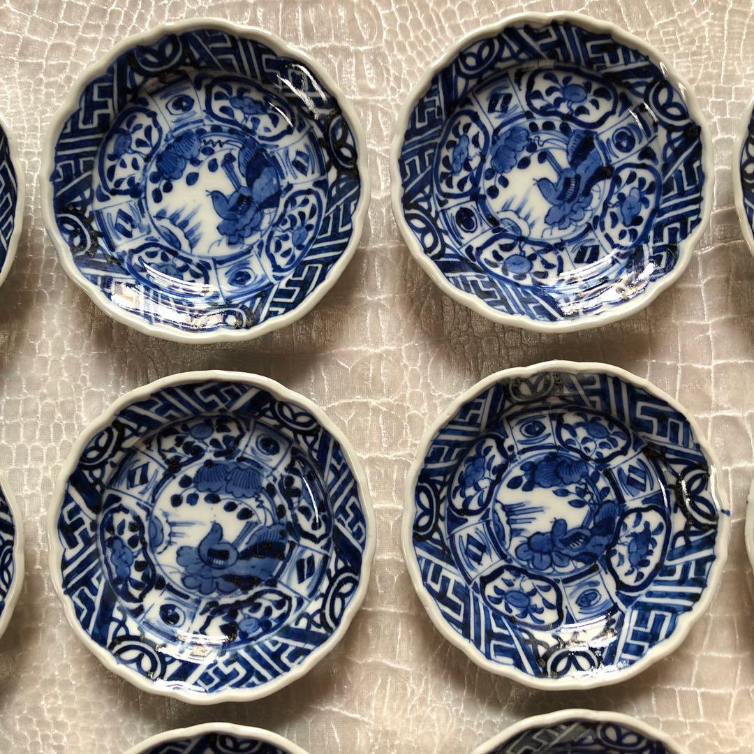 古伊万里 芙蓉手染付花鳥図手塩皿20枚　文化文政期