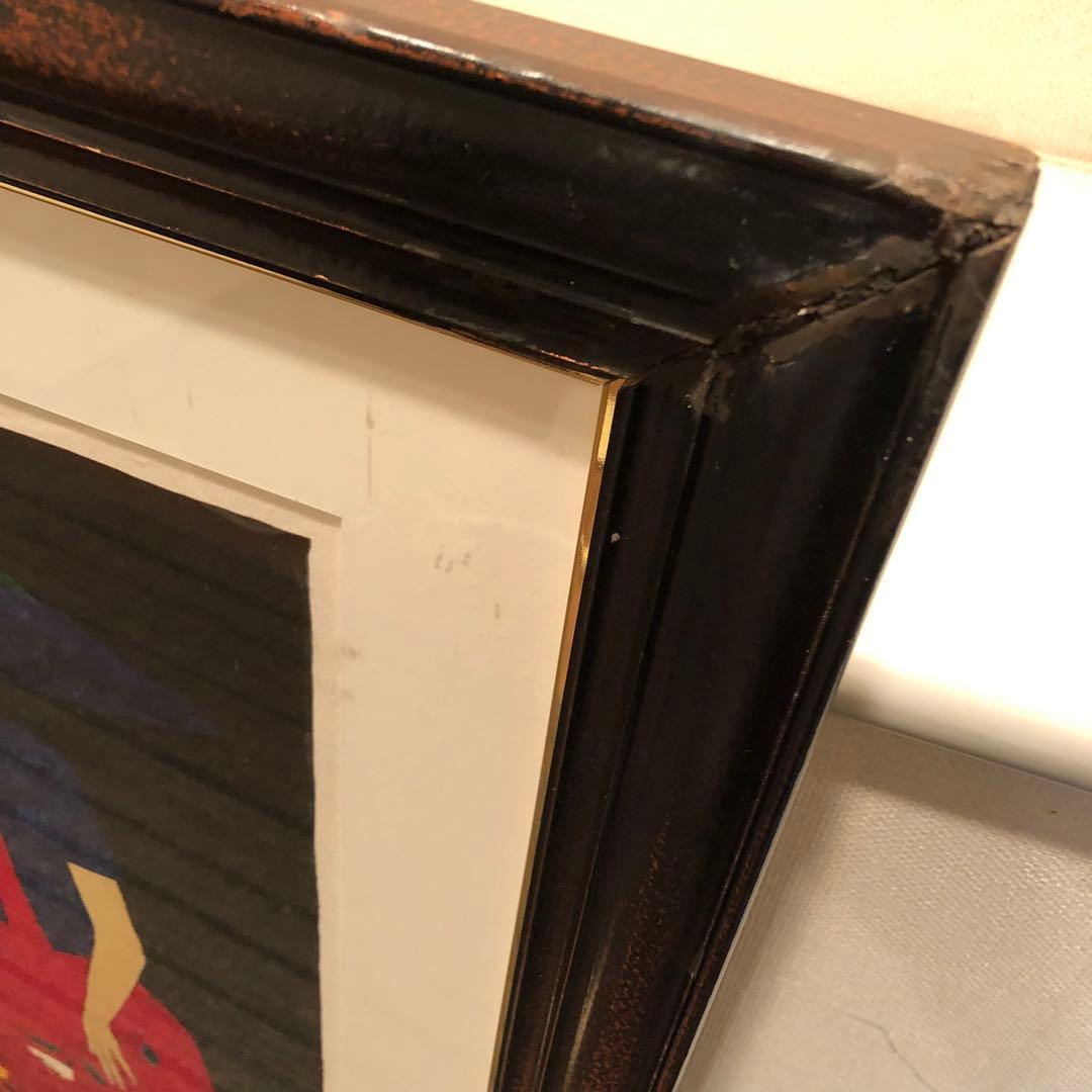 ロジェ・ボナフェ 「二人の少女」 リトグラフ　額縁付絵画　作家直筆サイン入り