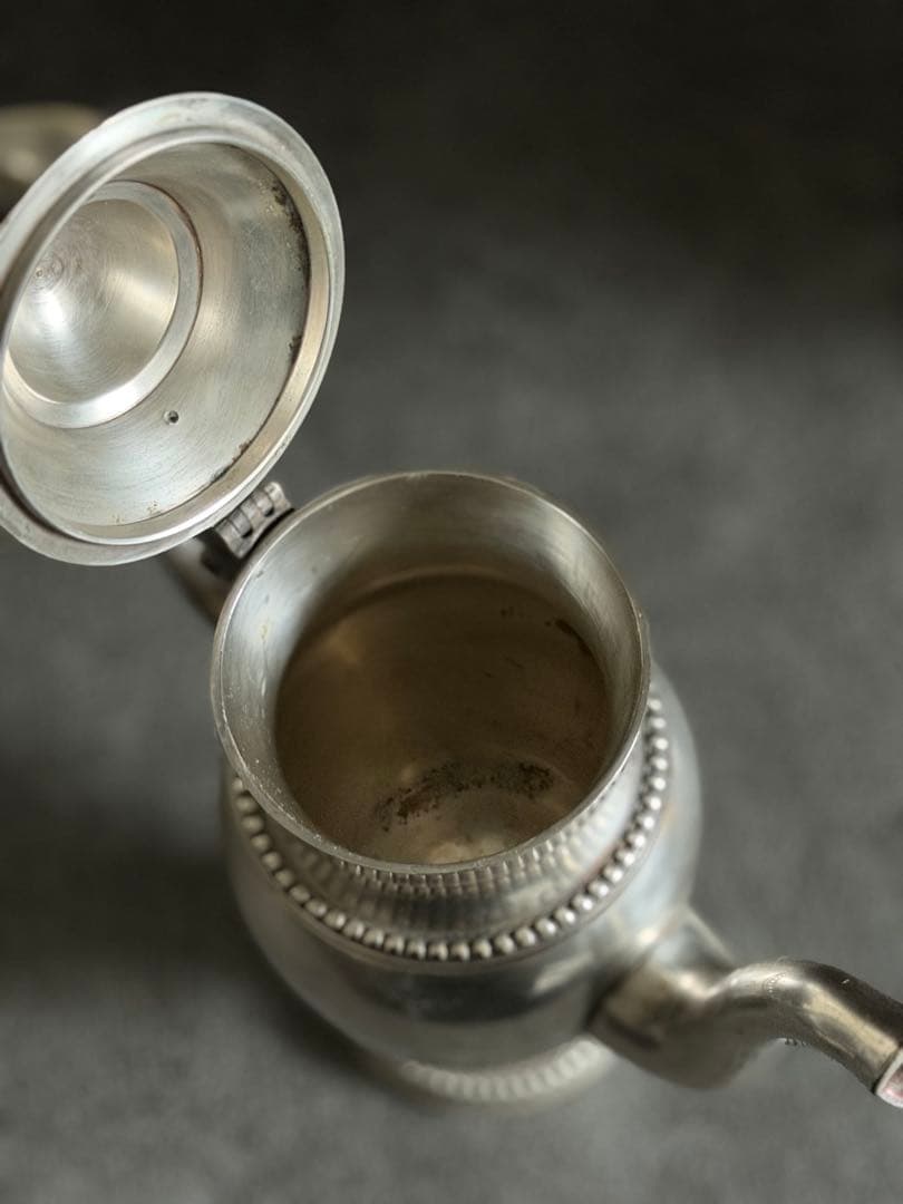 アンティーク　ポット&クリーマーセット　ピューター