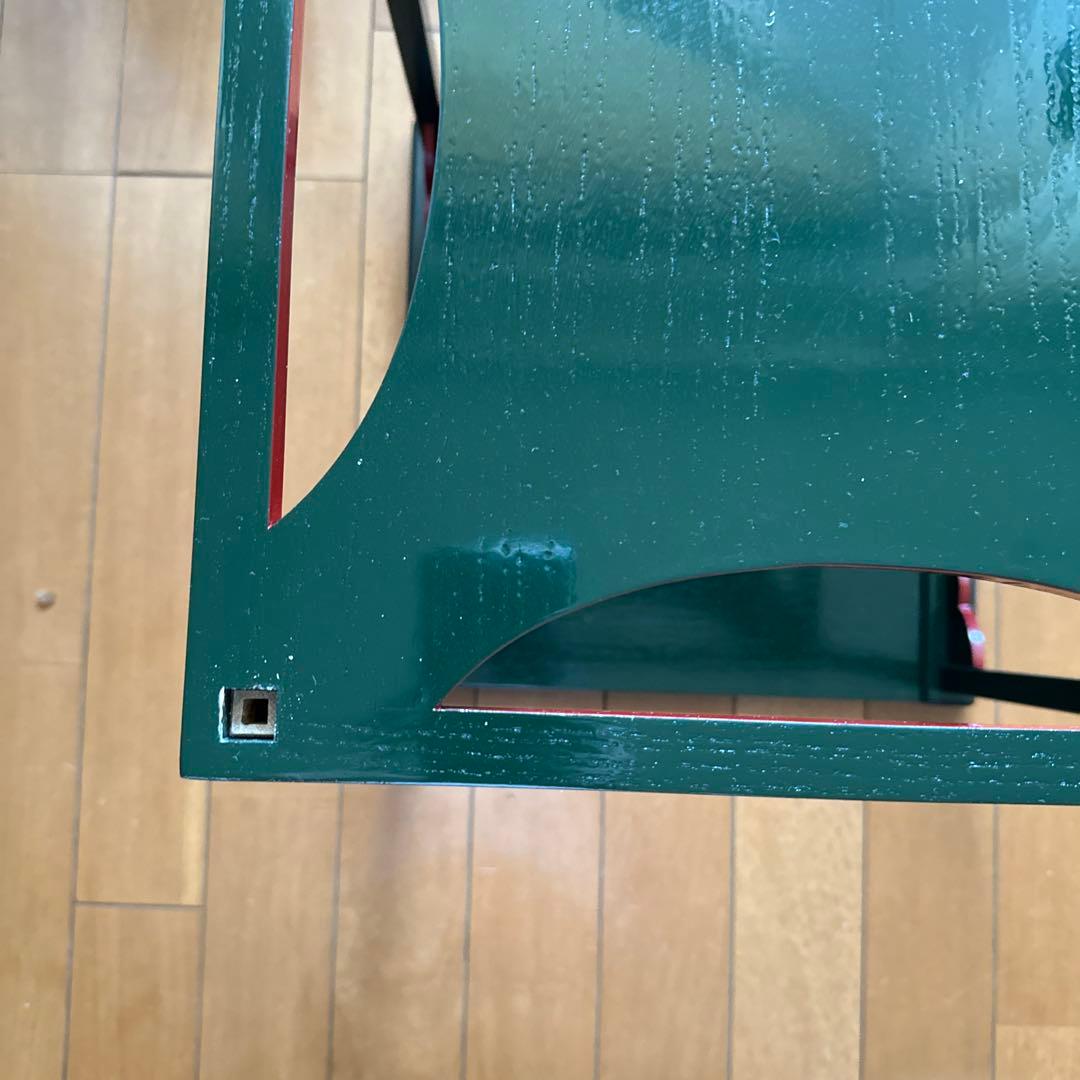 糸巻棚　緑×赤　茶道具　横幅33×奥行33.3×高さ53 組み立て式　元箱付き