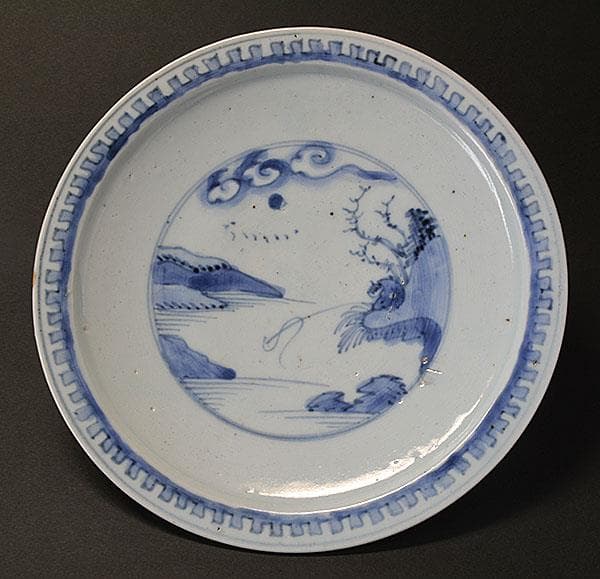 初期伊万里染付 太公望の図 七寸皿