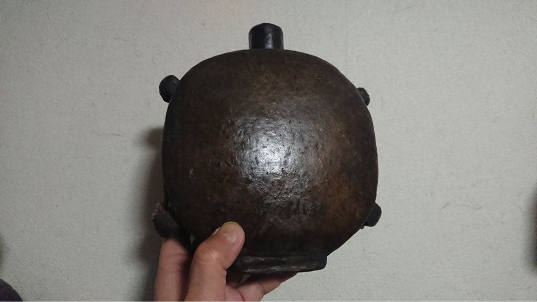 花器 李朝 扁壺 黒高麗 花入 漆塗 茶道 茶道具 華道 陶磁器 骨董 古美術