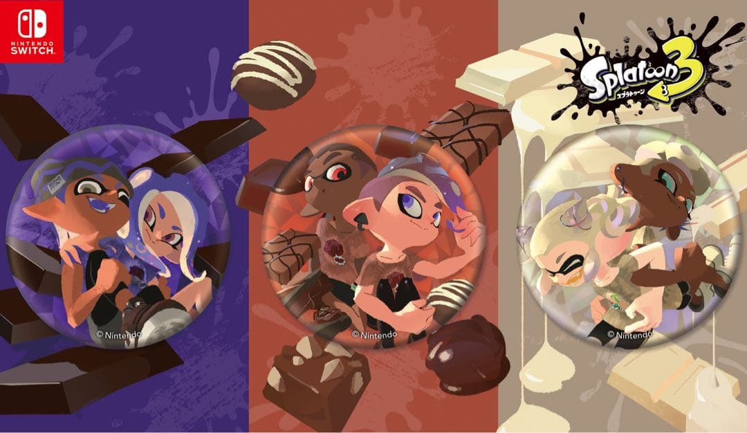 スプラトゥーン3 チョコレートフェス限定描き下ろしイラスト缶バッジセット