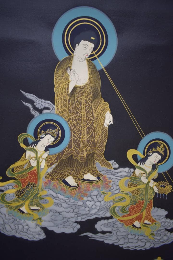 複製/天台宗/天台三尊仏図/三尊佛図/工芸/布袋屋掛軸HI-994