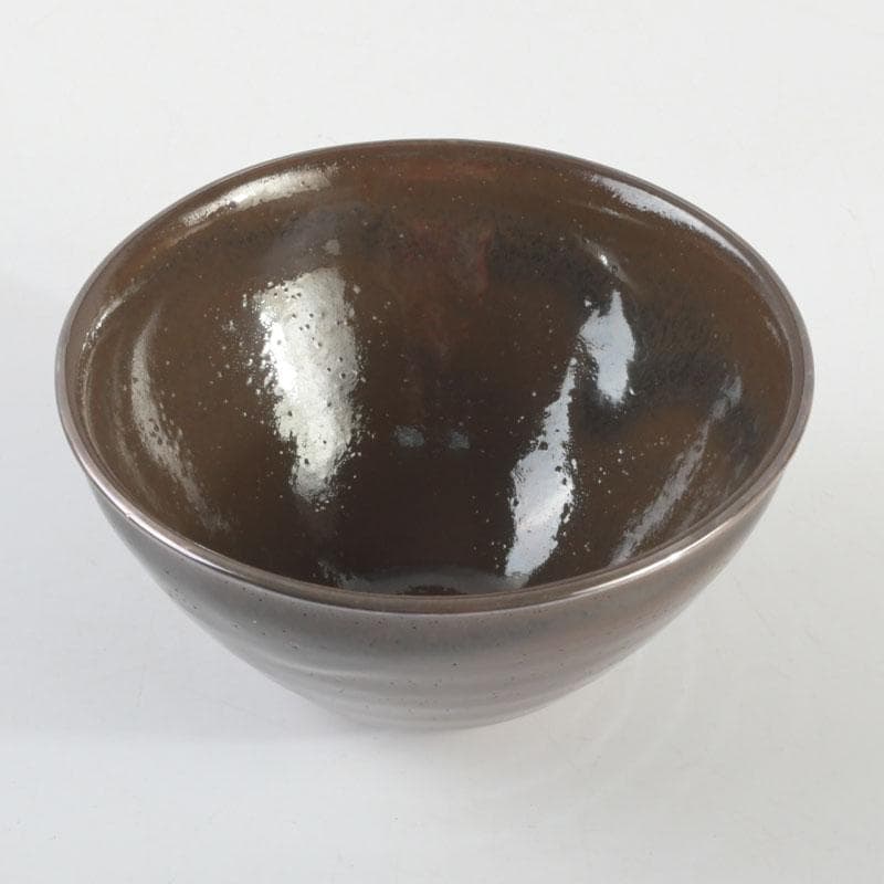 茶道具　桶谷定一作　灰被　天目茶碗　仕覆付　共布共箱　C　9487