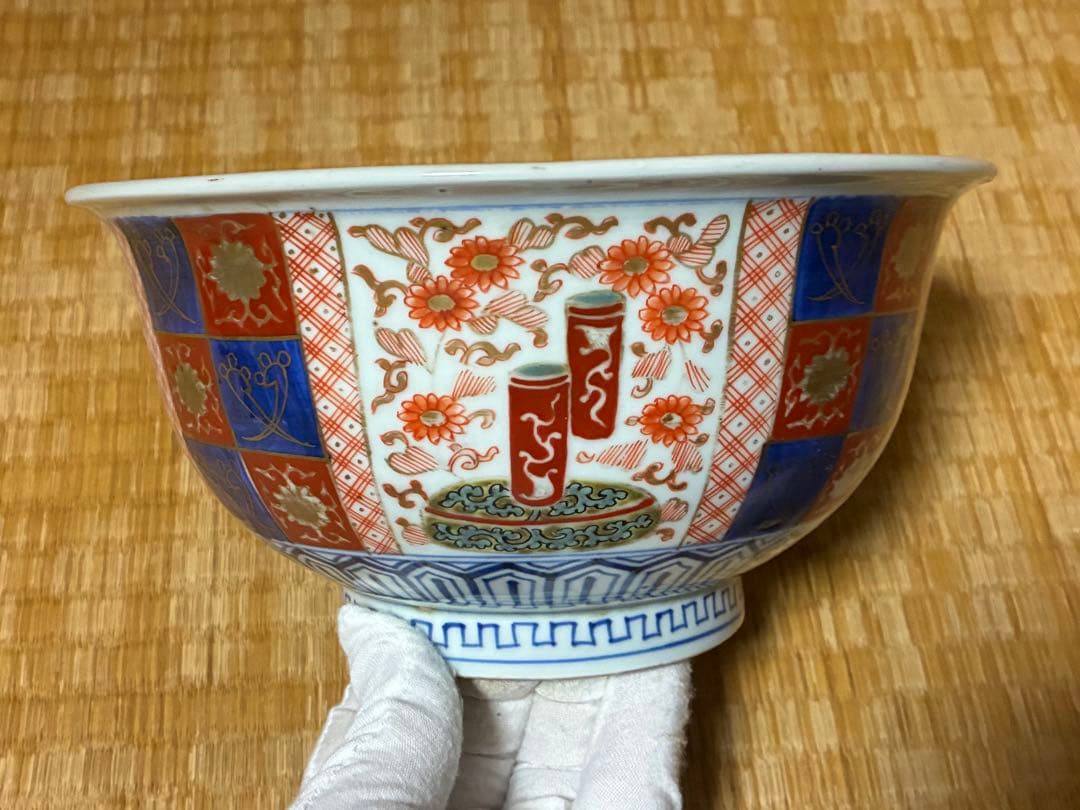 古伊万里 色絵 金彩 深鉢 水指 盛鉢 【太明成化年製】蓋付 有田焼 中国