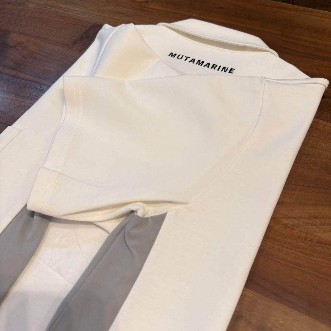 新品タグ付 ムータマリン セットアップ ポロシャツ ハーフパンツ 白×灰 L相当