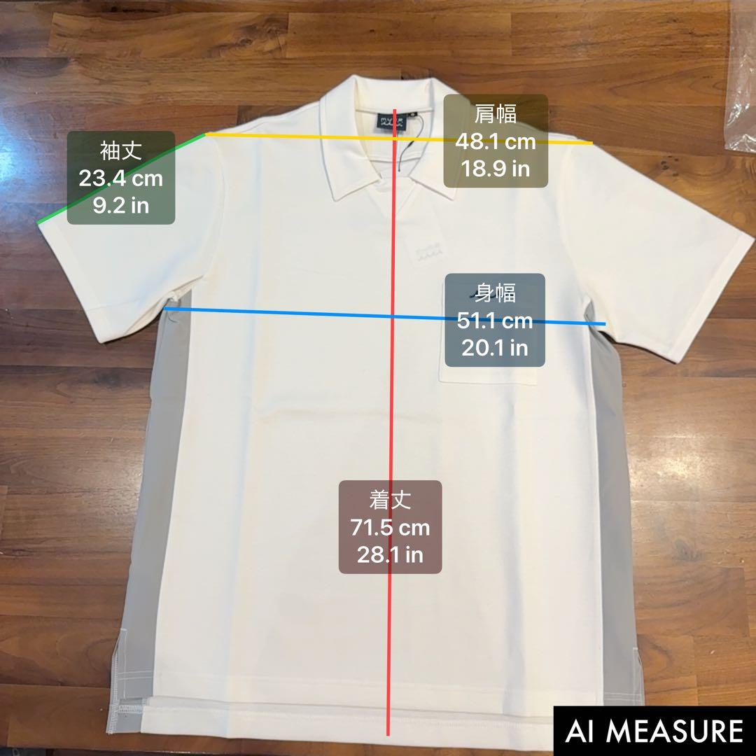 新品タグ付 ムータマリン セットアップ ポロシャツ ハーフパンツ 白×灰 L相当