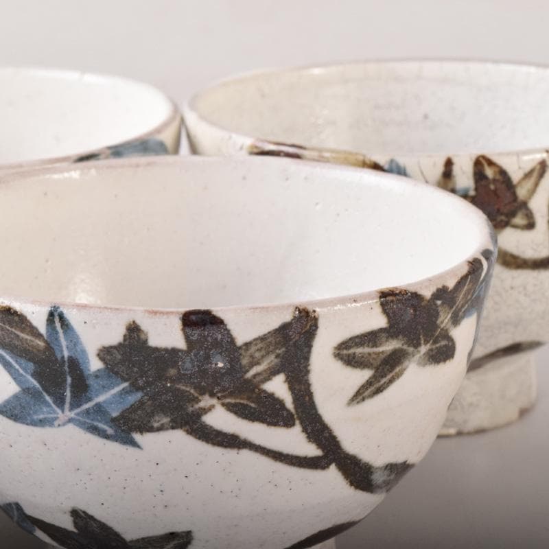 煎茶道具　水月窯　楓文　汲出茶碗　五客　共箱　V　7458