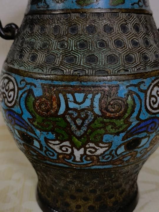 希少品］中国古美術　明時代七宝焼壺　古銅製