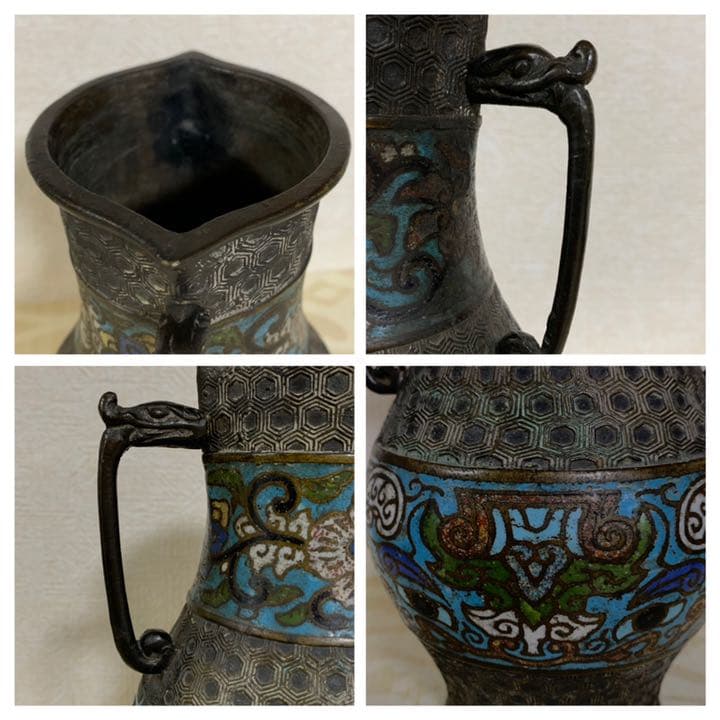 希少品］中国古美術　明時代七宝焼壺　古銅製