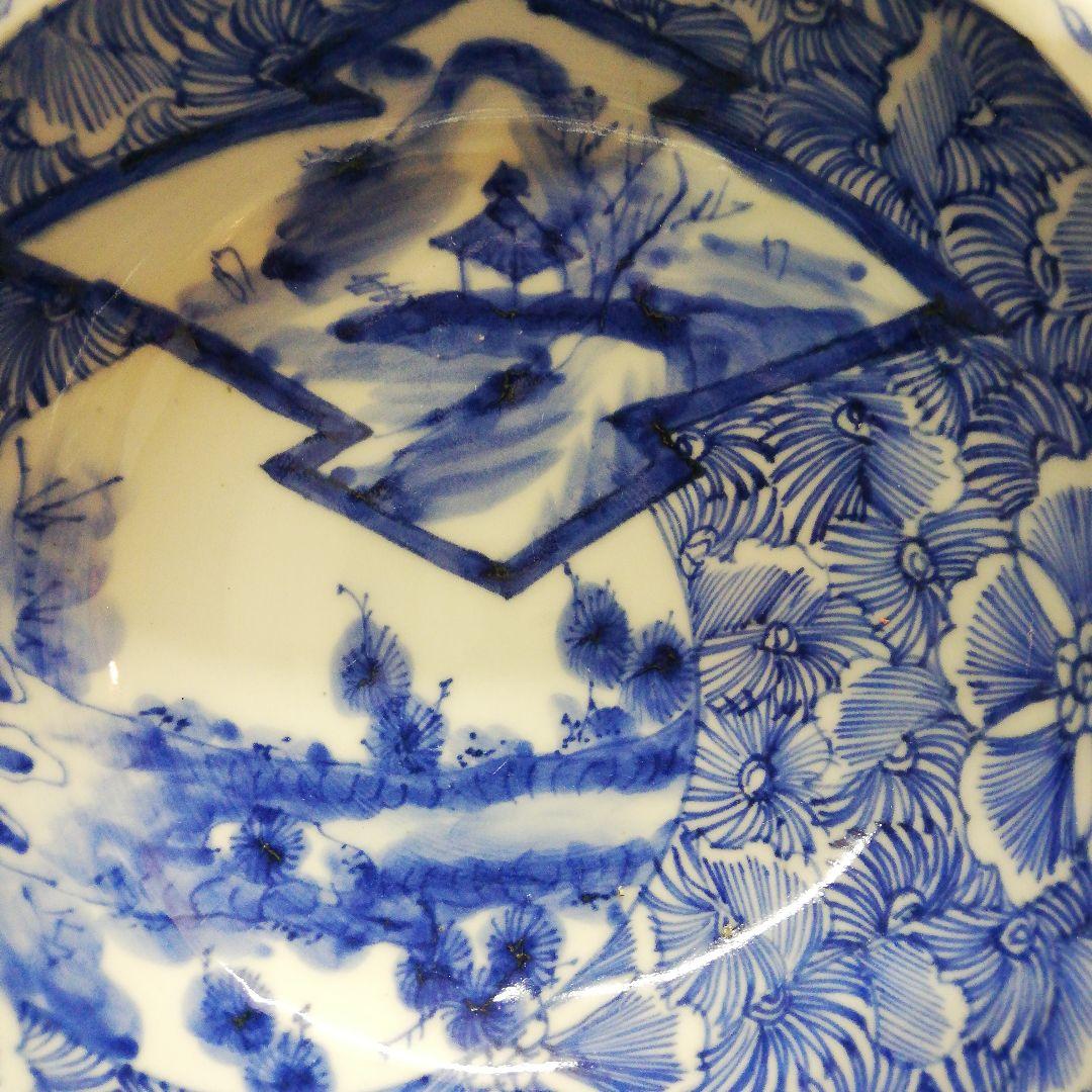 江戸時代中期～後期幕末頃美品信州蔵出三階菱窓絵染付約２０センチサイズ時代陶磁器