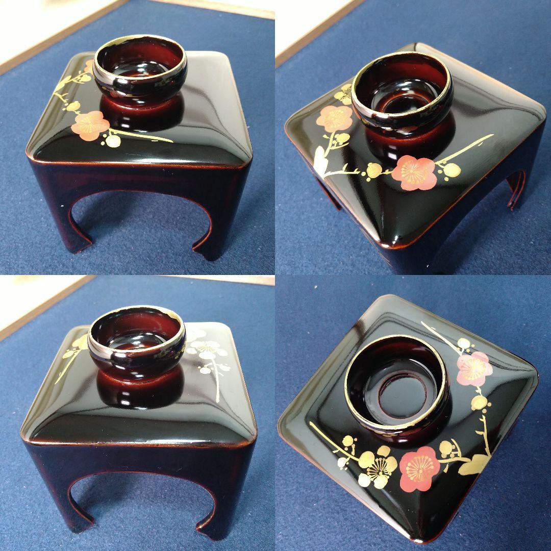 AH54 お屠蘇セット 木製漆塗 蒔絵 松竹梅図 専用紙箱入