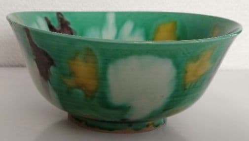 中国　素三彩虎皮斑碗