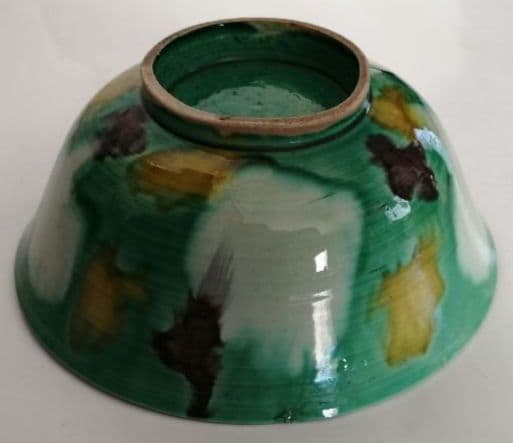 中国　素三彩虎皮斑碗