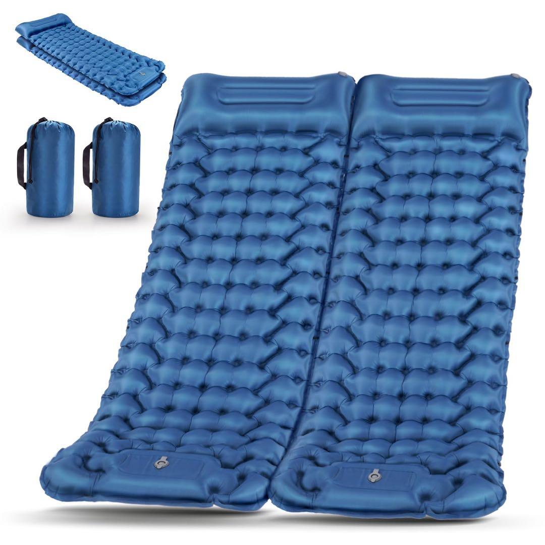 新品 キャンプ エアーマット ベット 2枚セット 厚さ10㎝ 足踏み式 軽量