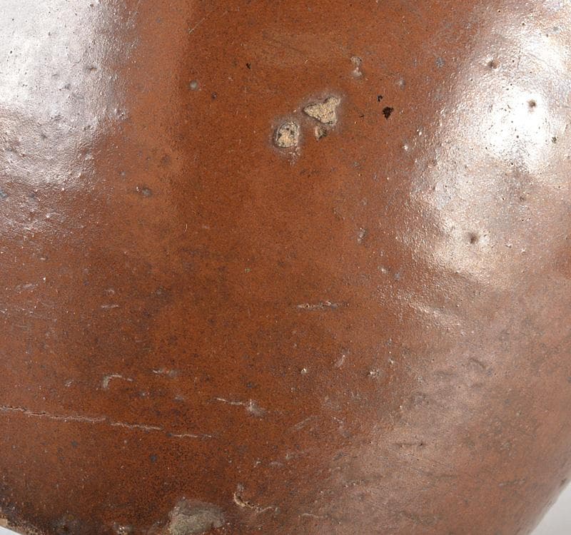 瀬戸焼　美濃焼　古瀬戸　柿釉　双耳花入　小壷　鉄漿壷　時代箱付　V　R5187