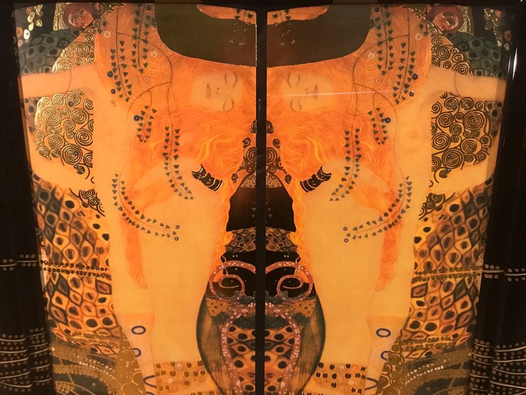 クリムト　「水蛇Ⅰ」　ジークレー＋シルクスクリーン金箔加工　サイン無し