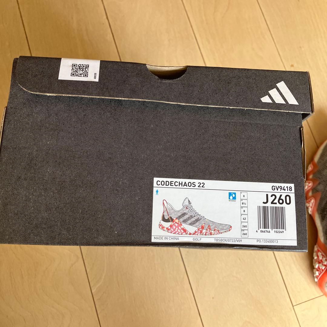 adidas コードカオス22 ゴルフシューズ 26cm グレー/オレンジ