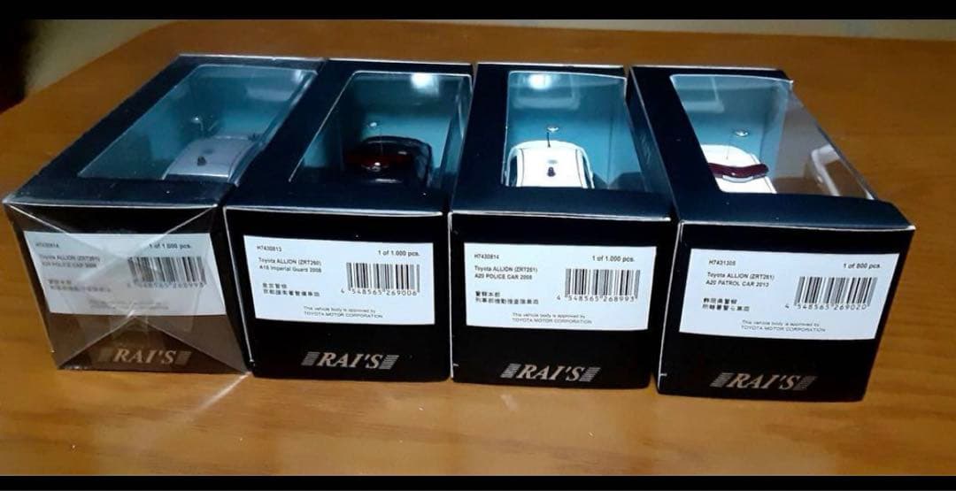 【パトカー4台セット】レイズ　トヨタ　アリオン　1/43