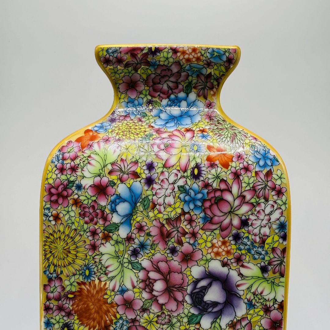 R108 万華彩蒔絵 花瓶（かびん）陶磁器 アンティーク