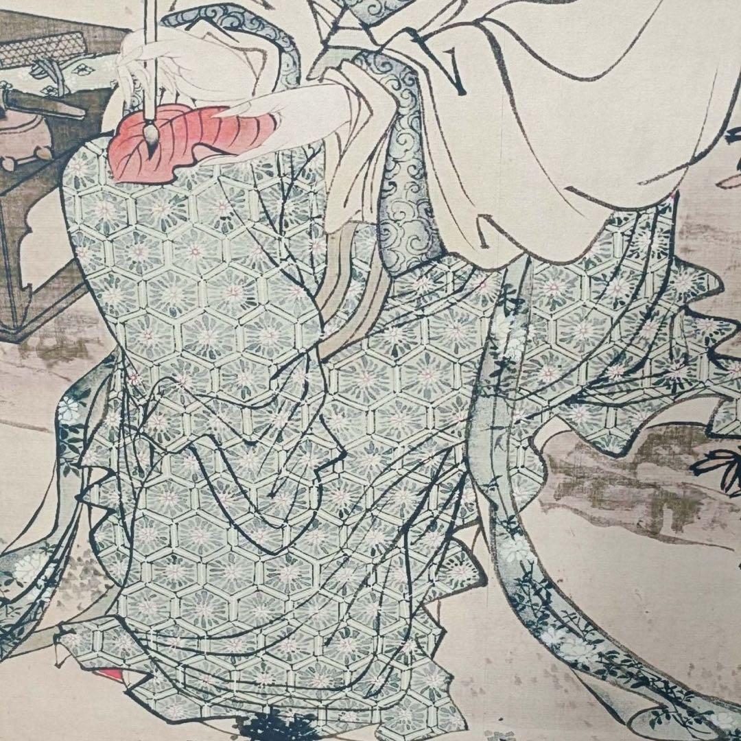 中国 美人画 唐寅 仕女図 三尺中堂掛け軸／表装済み