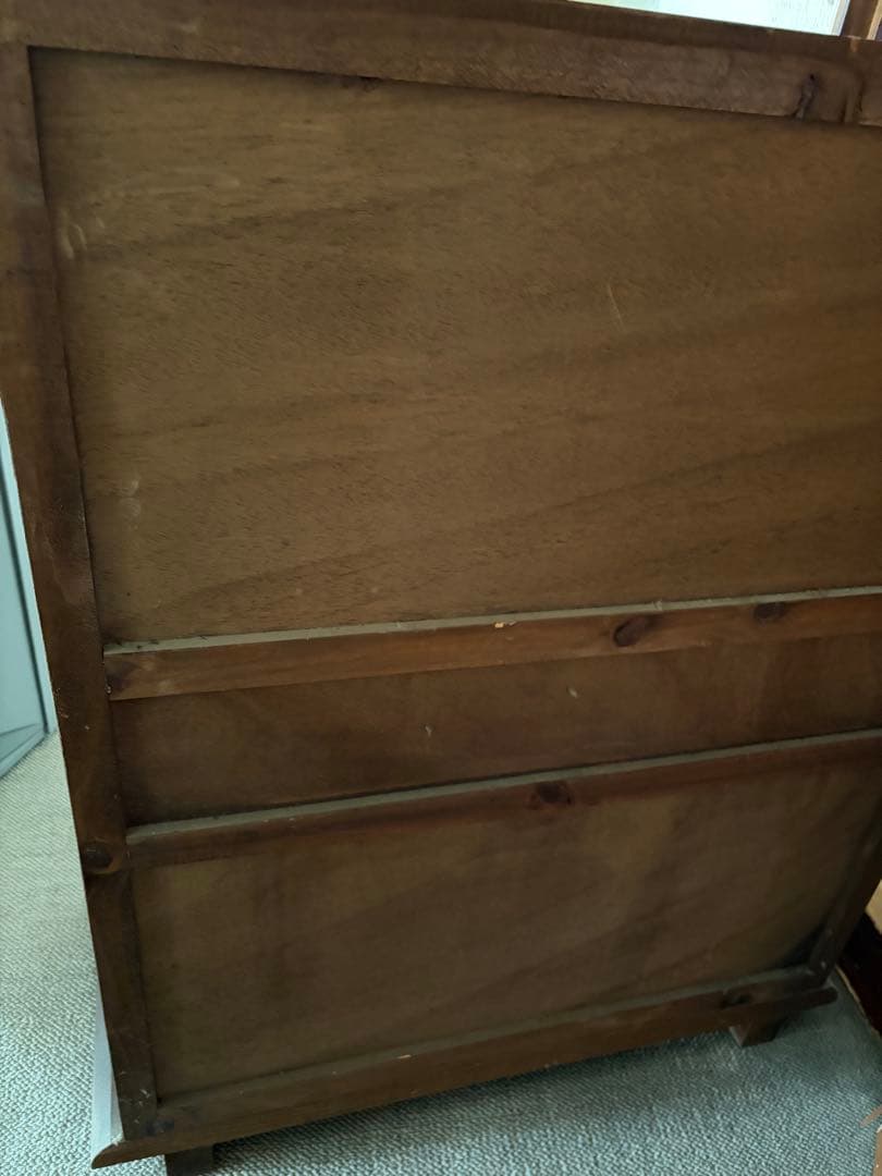 【えだまめ】花柄装飾のダークブラウンタンス　アンティーク　収納