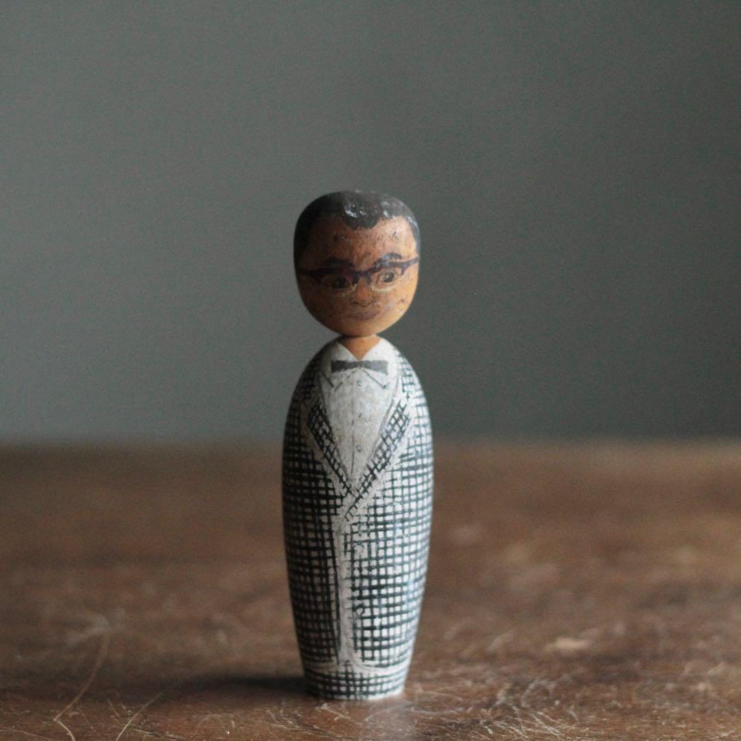 似顔絵こけし No.6 弔い 昭和37年 木偶 古道具 アンティーク