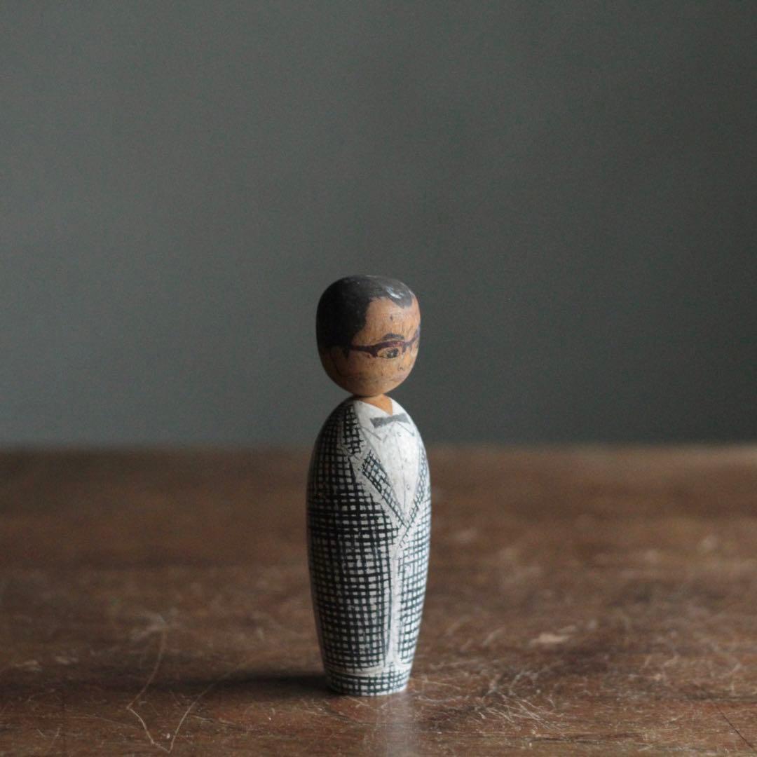 似顔絵こけし No.6 弔い 昭和37年 木偶 古道具 アンティーク