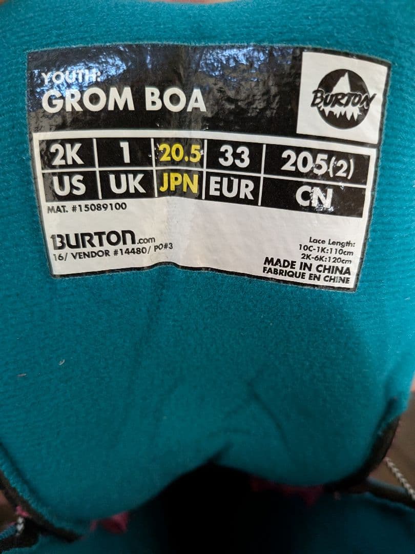 burton　バートン　 スノーボード　ブーツ キッズ　子供　20.5 BOA