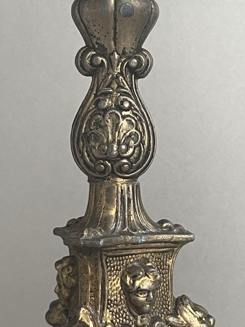 イタリア　キャンドルホルダー　蝋燭立て　電気ランプ台　真鍮