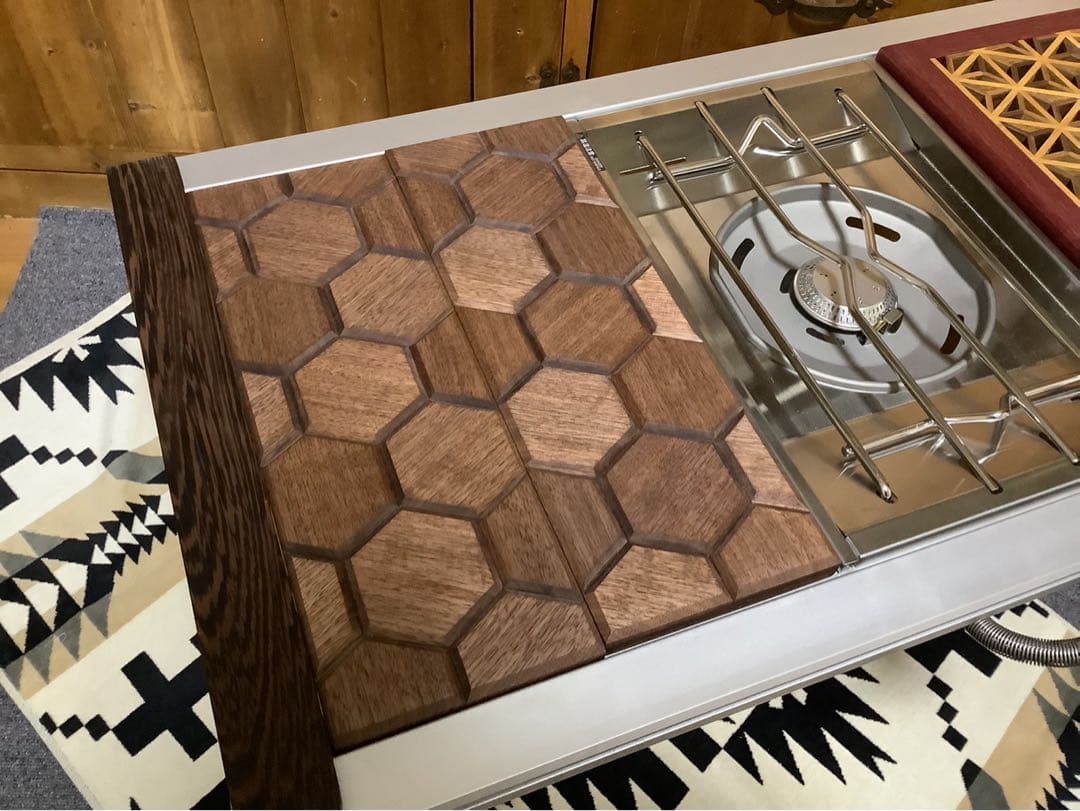 IGTテーブル天板　ハーフユニット2枚　ヘキサゴン134ウォールナット