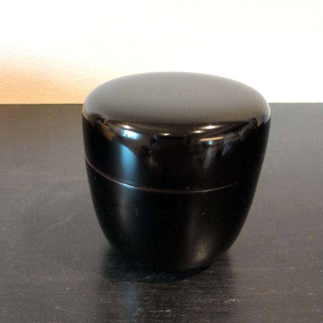 11代　中村宗哲　真塗　黒中棗　鵬雲斎花押　二重箱