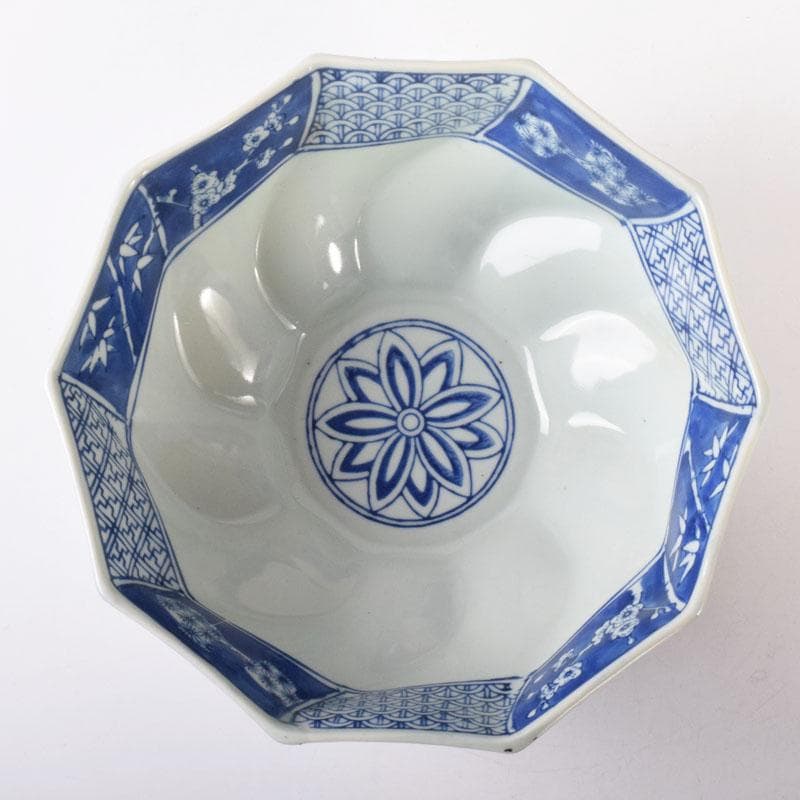 伊万里焼　五良太甫呉祥瑞造　染付棯文　菓子鉢　碌々斎極め箱　V　R7756C