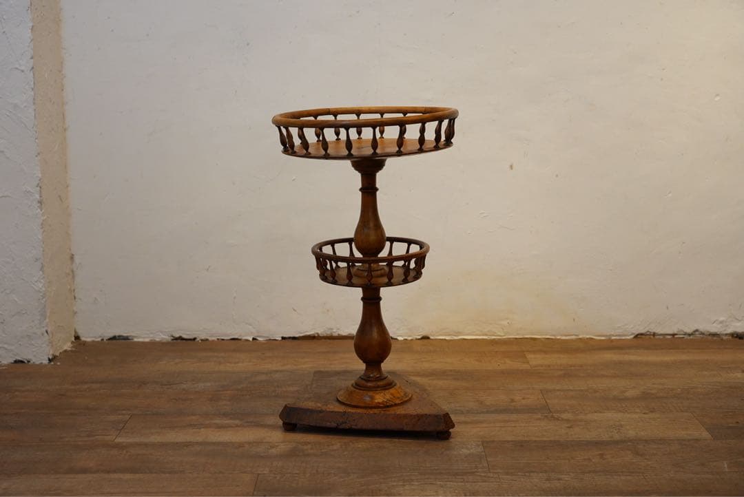 フランスアンティーク　回転棚　古木　1800年代　棚　回転　テーブル　シェルフ