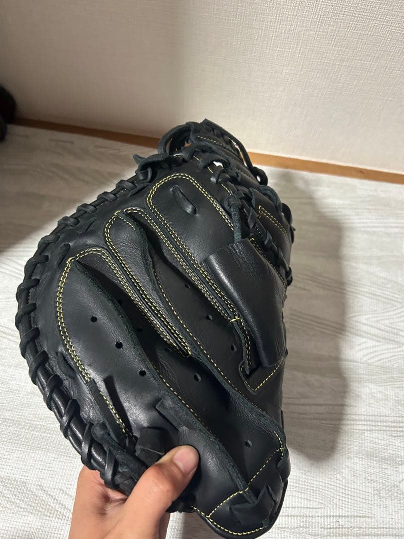 ZETT キャッチャーミット 軟式用 黒 編み込みデザイン