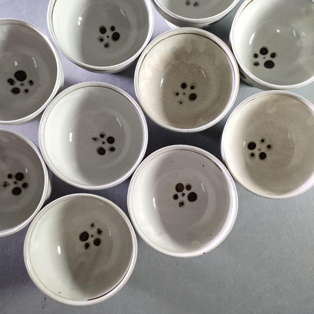 A923-4/水月窯/虎渓山 造/梅花文汲出碗10客/湯呑/小鉢/茶道具/